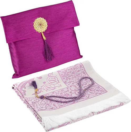 Miniatura 12 de Modefa Tapete de oración islámica, regalos musulmanes, alfombra fina de oración musulmana de viaje en bolsa de regalo de tafetán con cuentas Tasbih