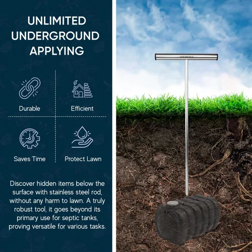 Miniatura 4 de Varomorus Varilla de sonda de suelo de acero inoxidable, localizador de tanque séptico para localizar tuberías subterráneas, jardinería, paisajismo