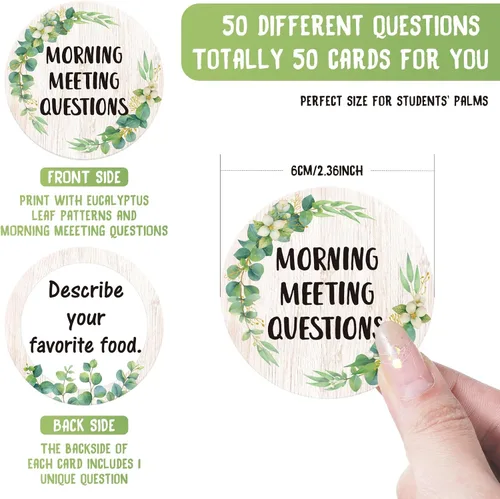 Miniatura 2 de Outus 50 tarjetas de preguntas con fichas para reuniones matutinas para estudiantes, tarjetas de ideas para preguntas en el aula, tarjetas