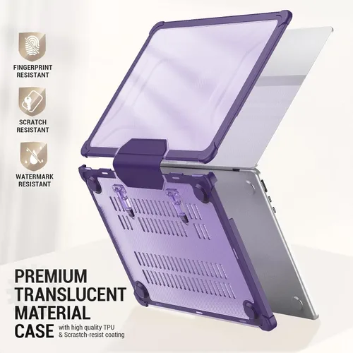 Miniatura 4 de SEYMAC stock Funda para MacBook Air de 13.6 pulgadas, protección contra golpes con soporte plegable y alfombrilla para mouse para MacBook Air