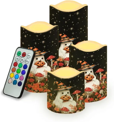 Miniatura 34 de Jeiento American Flag Flameless Candles 4 Pack 4th of July Home Decoration Flower American Flag LED Candles Battery Operated with Timer Remote