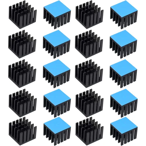 Miniatura 8 de 30 unidades de disipador de calor de aluminio de 0.43 x 0.43 x 0.2 pulgadas con cinta adhesiva conductora térmica para Raspberry Pi, chip