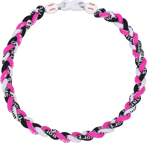 Miniatura 19 de Collar de béisbol de 18 pulgadas, regalos de goteo de béisbol, collares deportivos de tres trenzas, collares de titanio Tornado de cuerda deportiva