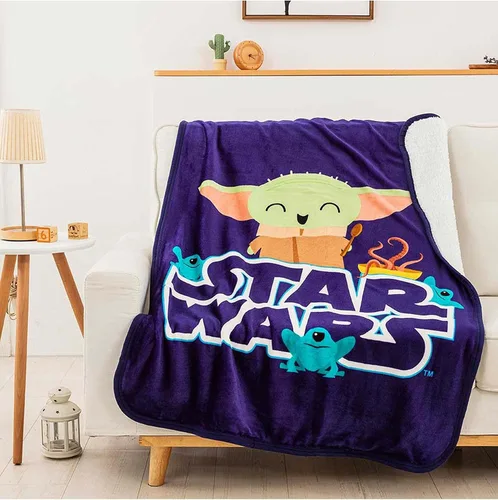 Miniatura 6 de Northwest Star Wars - The Mandalorian - Manta Sherpa con tacto de seda, 40 x 50 pulgadas, Snack is The Way