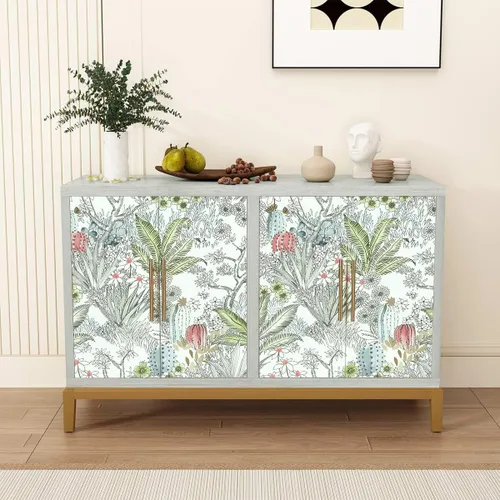 Miniatura 4 de Wudnaye Papel tapiz bohemio para despegar y pegar, papel tapiz Catus de 17.7 x 118.1 pulgadas, papel tapiz floral vintage para despegar y pegar
