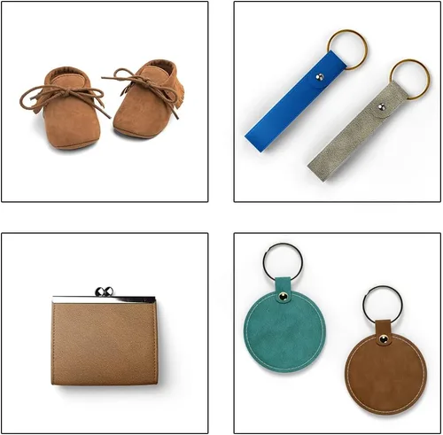 Miniatura 6 de Beige Rosa Suave Tela Sintética de Ante 30x135cm Cuero Sintético Hielo para Mochilas, Bolsos, Costura, Manualidades