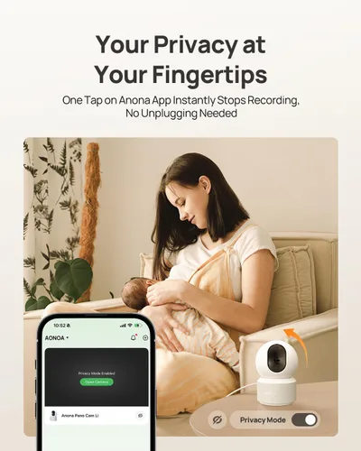 Miniatura 7 de Anona cámara interior 4K UHD, cámara de seguridad para mascotas/perros/bebés con aplicación para teléfono, 360° de paneo y tilt, Wi-Fi 6 de doble