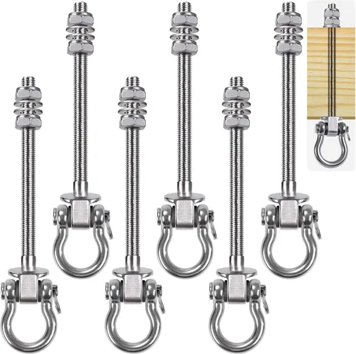 Miniatura 12 de SELEWARE Juego de 2 ganchos de columpio resistentes con capacidad de 1800 libras, pernos de columpio M10 x 9.3 pulgadas, ganchos de columpio