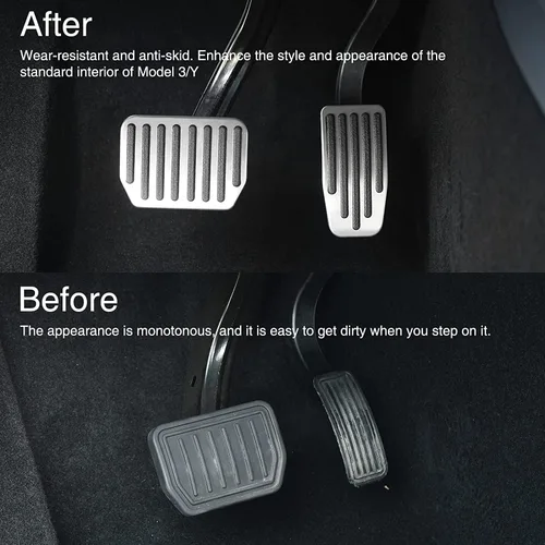Miniatura 3 de Juego de pastillas de pedal para Tesla Modelo 3 Modelo Y, accesorios de aluminio de rendimiento antideslizante para el pedal de freno y acelerador