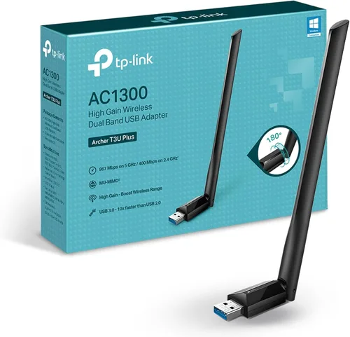 TP-Link - Adaptador USB WiFi para PC de escritorio, AC1300 USB 3.0, adaptador de red inalámbrica de doble banda con antena de alta ganancia (Archer