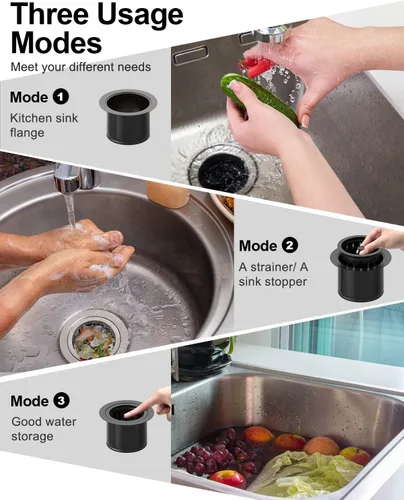 Miniatura 5 de BOTEMY Brida de eliminación de basura extendida con cesta y tapón colador, brida de fregadero profundo de acero inoxidable 304 para agujero
