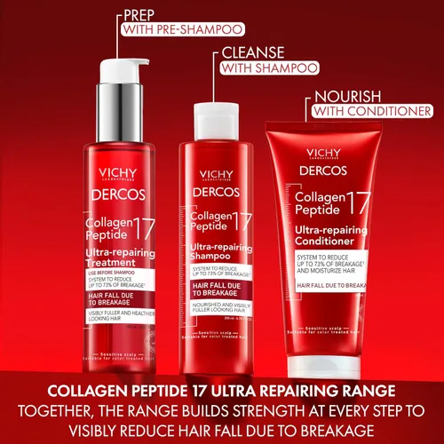 Miniatura 5 de VICHY Dercos Collagen Peptide 17 Ultra-Repairing Shampoo, Anti Hair Fall & Bond Repair for Damaged Weak Hair, Strengthens, Reduces Breakage, Boosts