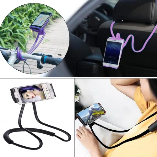 Miniatura 2 de Soporte de teléfono para el cuello - Soporte universal para colgar en el cuello, de uso sencillo, giratorio, con múltiples funciones, soporte Negro