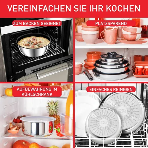 Miniatura 3 de Tefal Ingenio Preference ON - Juego de sartenes antiadherentes de inducción de 13 piezas, sartenes de 24 y 11.0 in, cacerolas de 16 y 7.9 in, wok