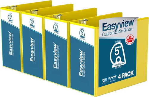 Miniatura 9 de Easyview - Carpetas prémium de 3 anillas con cubiertas transparentes y anillos en D, carpetas para escuela u oficina, 5 pulgadas, paquete de 4