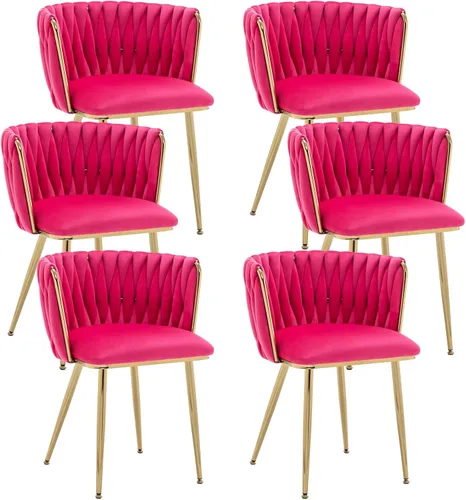 Miniatura 15 de Juego de 2 sillas de comedor de terciopelo Kiztir, sillas tapizadas de comedor con patas de metal dorado, lujosas sillas de comedor acolchadas