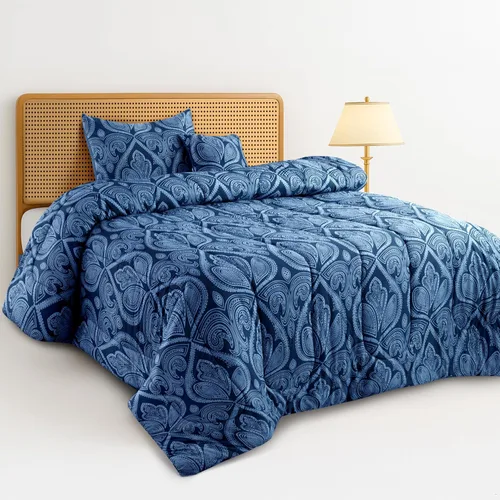 Miniatura 24 de Juego de colcha reversible LUX Décor de 4 piezas para cama individual, juego de ropa de cama impresa, microfibra en una bolsa, incluye 1 edredón, 1