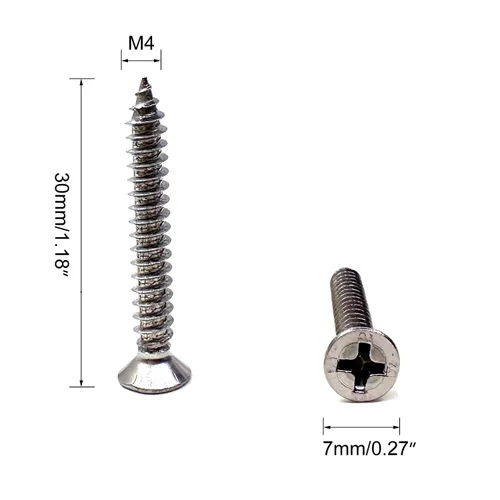 Miniatura 3 de Tornillos de cabeza plana M4x30mm para madera, tornillos autorroscantes Phillips de cabeza avellanada 50 piezas (M4x30mm)