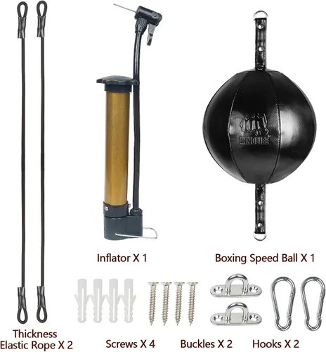 Miniatura 3 de InnoLife Kit de saco de boxeo de doble extremo con bola de perforación, kit de reacción de velocidad con cordones elásticos, perfecto