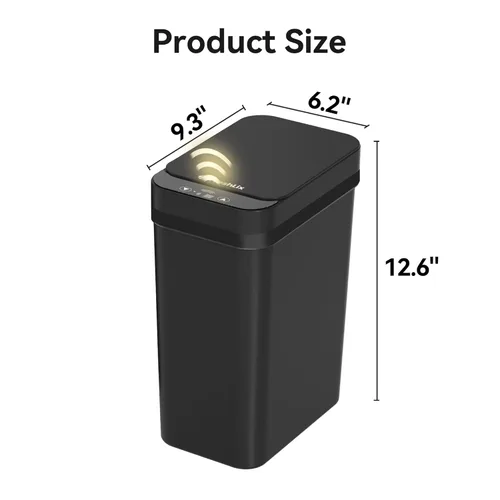 Miniatura 2 de FRESHLIX Paquete de 3 cubetas de basura para baño 2.6 galones, cubetas de basura automáticas delgadas sin contacto con sensor de movimiento, cubetas