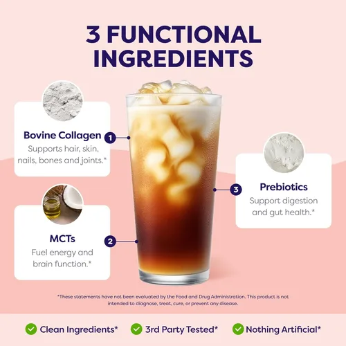 Miniatura 6 de Crema de café con proteína de avellana - Colágeno de ternera alimentada a pasto - Soporte para cabello, piel y uñas, MCTs que aumentan la energía