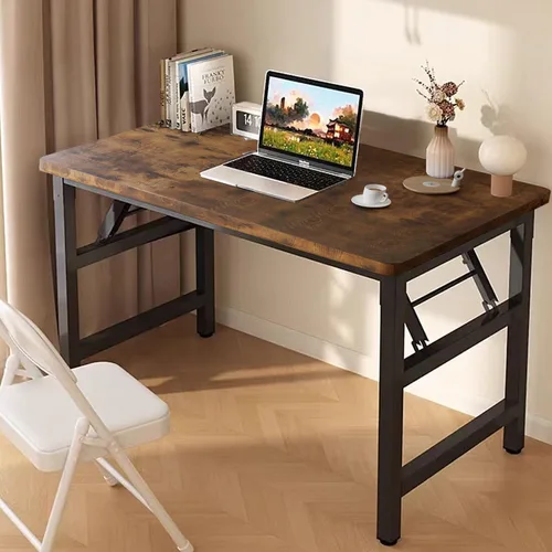 Miniatura 14 de Mesa plegable de 31.5 pulgadas, escritorios plegables cuadrados para espacios pequeños, escritorio plegable pequeño sin montaje, negro.