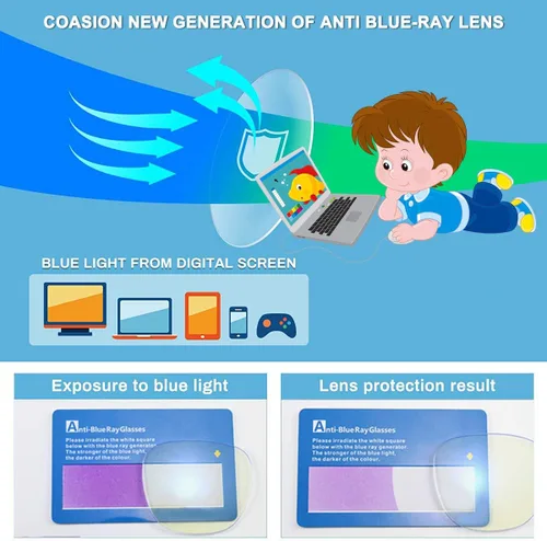 Miniatura 6 de COASION Gafas de pantalla azul para niños de 3 a 12 años, paquete de 3 gafas de bloqueo de luz azul para niñas y niños, anteojos falsos