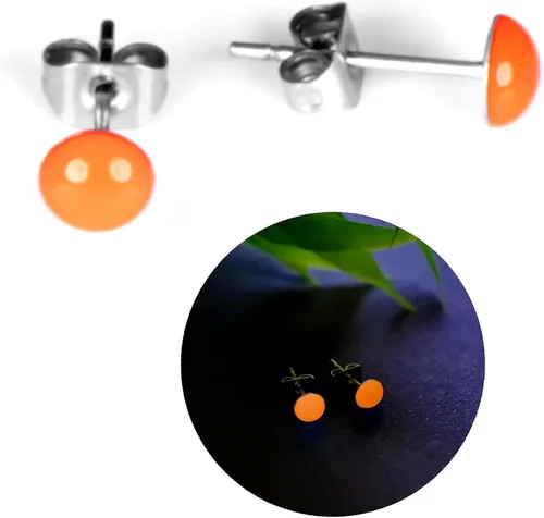 Miniatura 22 de Glow-in-the-Dark 5mm Round Stainless Steel Stud Earrings for Women, Teens & Girls Over 12 Years Old- Hypoallergenic, Flat Back Earrings, Handmade in