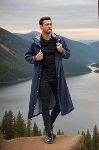 Miniatura 3 de COOFANDY Chaqueta impermeable para hombre con capucha, impermeable, ligera, activa, larga