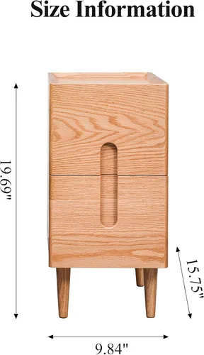 Miniatura 2 de Mesita de noche moderna de mediados de siglo, mesita de noche estrecha, mesa auxiliar minimalista para dormitorio, mesas de noche de 2 cajones