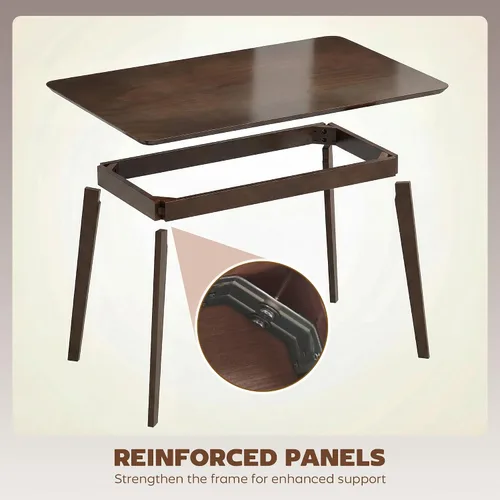 Miniatura 8 de HOMCOM Mesa de comedor moderna de mediados de siglo de 47 pulgadas para 4, mesa de cocina rectangular con acabado de grano de madera, patas cónicas