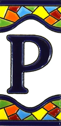 Miniatura 4 de Letreros con números y letras. Azulejos cerámicos policromados, pintados a mano en técnica cuerda seca (cuerda seca) para placas con números