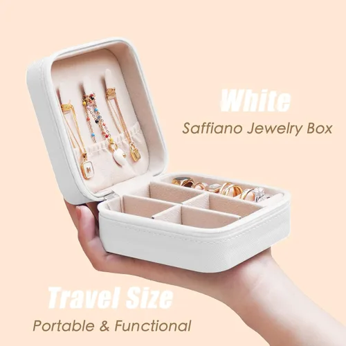 Miniatura 2 de BeBeGee Joyero de viaje, mini organizador de viaje portátil, pequeñas cajas de joyería para mujeres, regalos de dama de honor y accesorios