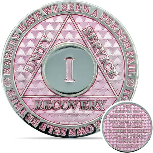 Miniatura 76 de Moneda de sobriedad de 10 años Chip AA Legacy Ficha de aniversario de recuperación de triplaca gruesa (Aqua)