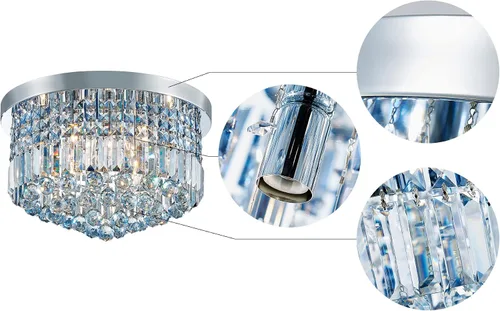Miniatura 4 de Saint Mossi - Lámpara de araña de cristal K9 moderna de 9 luces, montaje empotrado, perfecto para comedor, baño, dormitorio, base de bombilla E12