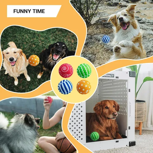 Miniatura 4 de AMA SPORT Pelotas de tenis chirriantes para perros, paquete de 12 pelotas de tenis chirriantes de 2.5 pulgadas para cachorros, juguetes para perros