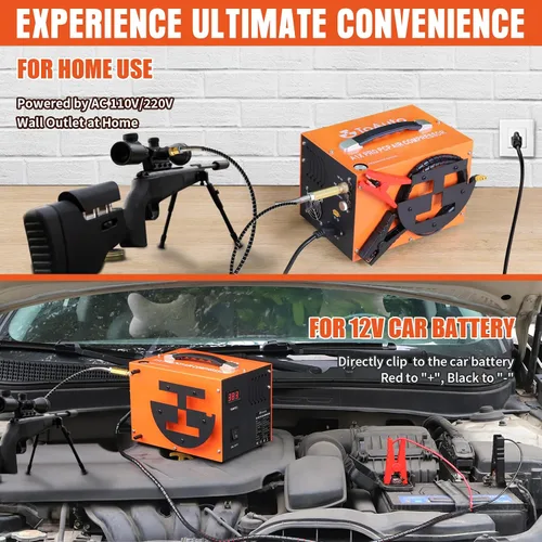 Miniatura 3 de TOAUTO A1X-PRO - Compresor de aire PCP, 4500Psi 30Mpa, diseño portátil de carrete de alambre, convertidor incorporado, sin agua/aceite, arranque