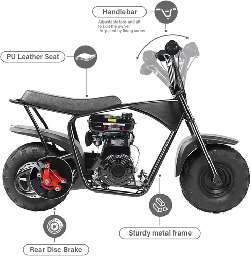 Miniatura 5 de Oryxearth Mini bicicleta para niños, 105 CC de 4 tiempos para niños, a gasolina, con bolsillo todoterreno con aprobación de la EPA, soporta