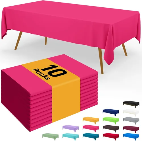 Miniatura 137 de Smiry - Juego de 6 manteles desechables, 54 x 78 pulgadas, manteles impermeables rectangulares para fiestas, cubierta de mesa de plástico