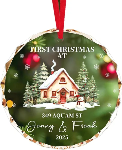 Miniatura 12 de Adornos de Navidad personalizados con foto, adorno de imagen de vidrio personalizado con nombres, decoración de cristal de árbol de Navidad, regalo