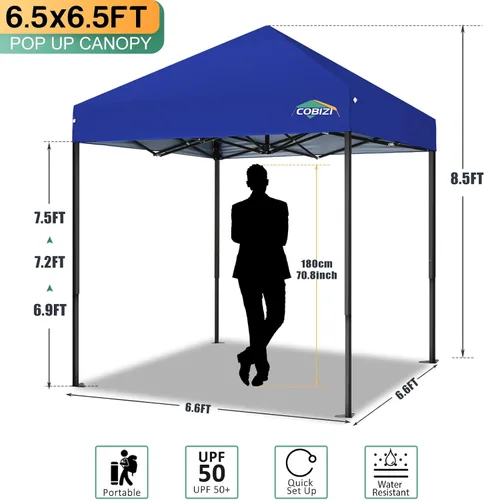 Miniatura 200 de COBIZI Tienda de campaña desplegable de 6.6 x 6.6 pies, toldo resistente, fácil de instalar, impermeable, para exteriores, fiestas, playa, jardín