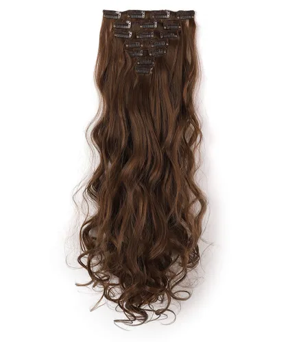 Miniatura 23 de OneDor® Extensiones de cabello sintético rizado de 20 pulgadas, 7 unidades, 4.53 oz (#99J rojo vino)