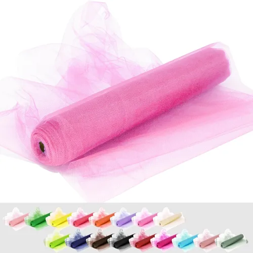 Miniatura 39 de Rollos de tela de tul, 54 pulgadas por 10 yardas (30 pies), cinta de tul para decoración de fiestas de boda, rollo de tela transparente en bobina