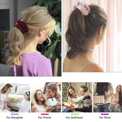 Miniatura 6 de Coleteros Negros para el Cabello para Mujeres - Coleteros Grandes de Satén Extra Grandes Jumbo Gigantes de Gran Tamaño Lindos para Cabello Rizado