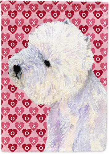 Miniatura 272 de Caroline's Treasures SS4484GF Bandera de jardín con diseño de bulldog inglés y corazones para el Día de San Valentín, bandera decorativa para patio