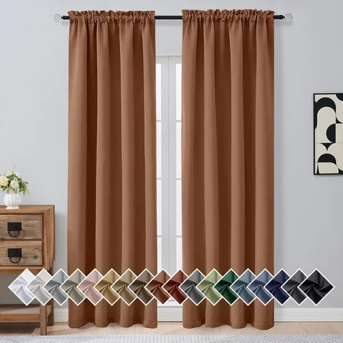 Miniatura 117 de OVZME Cortinas opacas turquesa para tratamiento de ventanas pequeñas, cortinas cortas con bloqueo de luz para ventana de cocina sobre el fregadero