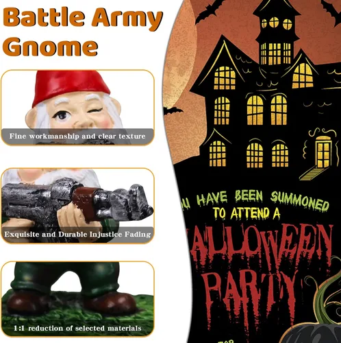 Miniatura 2 de nezababy Gnomos militares de jardín con pistolas, divertidos gnomos del ejército, estatuas para exteriores, escritorio travieso, decoración de patio