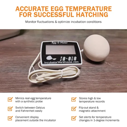 Miniatura 5 de Egg-O-Meter™ - Termómetro de huevo con pantalla digital grande con memoria mínima/máxima - Termómetro digital con sensor de temperatura