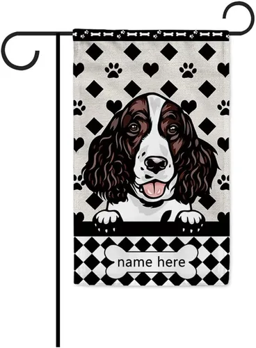 Miniatura 14 de Bandera personalizada de jardín para perro, lindo perro salchicha salchicha, lunares, búfalo, bandera a cuadros para decoración del hogar al aire