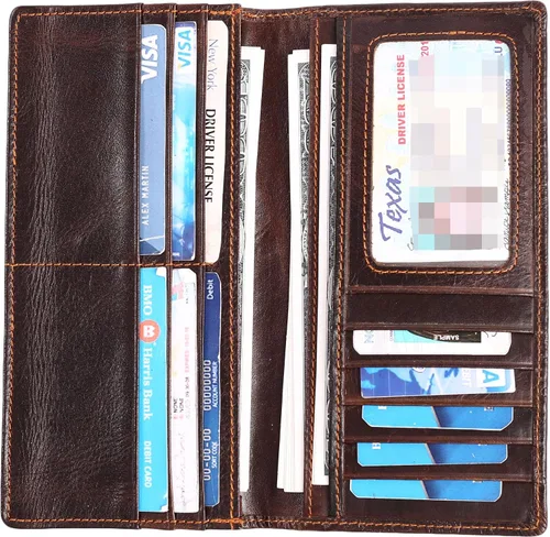 Miniatura 6 de Cartera larga de cuero genuino para mujer